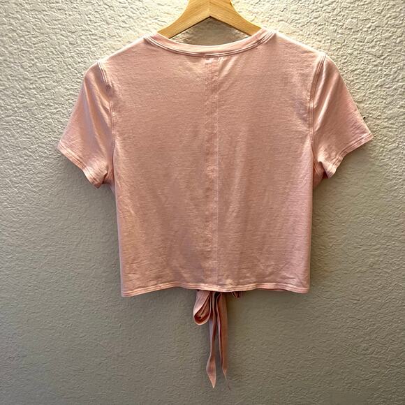 lululemon Soft Pima Cotton Tie Front Cropped Tee Pink Size 6 Stretch Athleisure - Picture 6 of 6